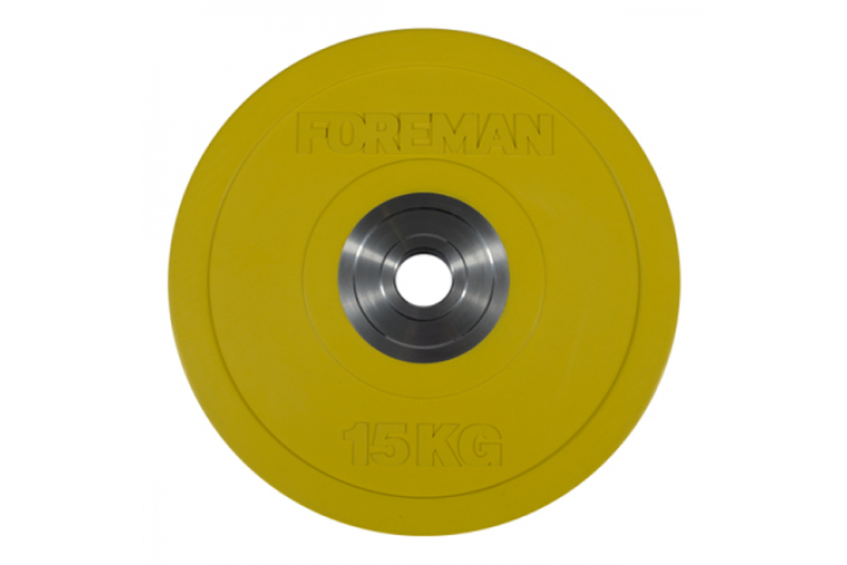 Олимпийский бампированный диск FOREMAN FM/BM 15 кг, желтый 