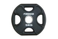 Олимпийский диск в уретане FOREMAN Plate X-Training 5 кг, четыре отверстия, черный, серый чугун