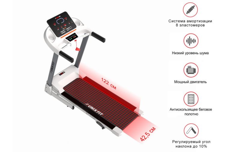 Беговая дорожка UnixFit FIT ST-630R White фото 5