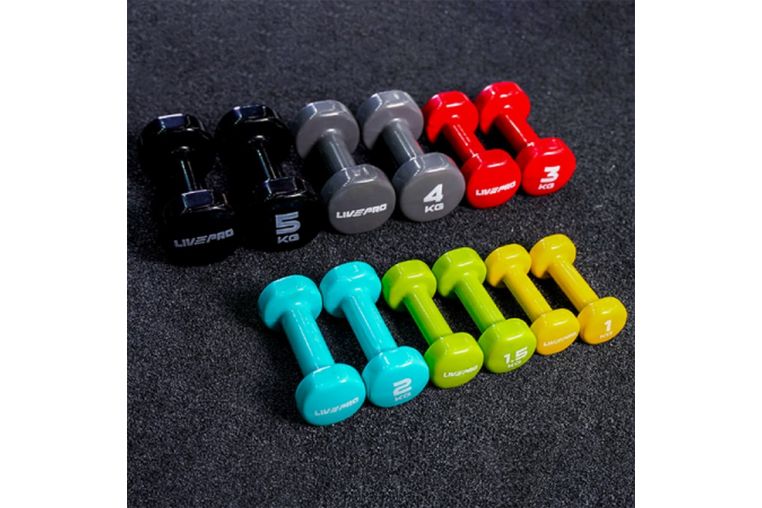 Гантели для аэробики 4 кг Live Pro Colored Studio Dumbbell LP8076-4\GY-00-00 фото 1