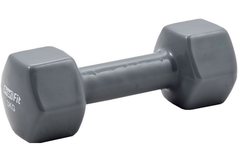 Гантель в виниловой оболочке 3 кг Profi-Fit форма шестигранник, серый 