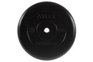 Диск обрезиненный d51мм MB Barbell Atlet 20кг черный MB-AtletB51-20