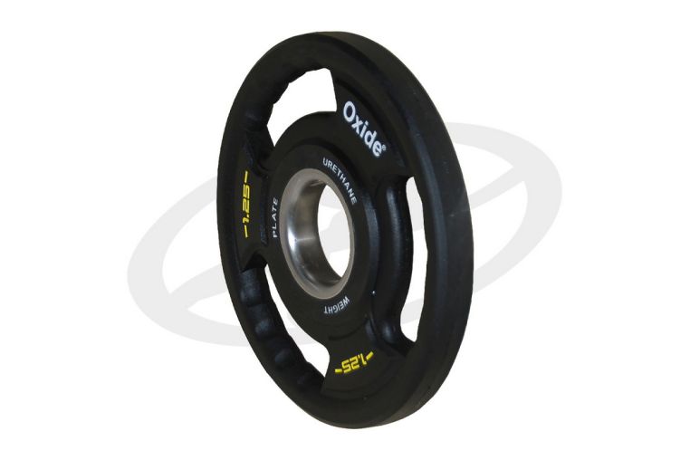 Диск олимпийский Oxide Fitness OWP02 D50мм полиуретановый, с 3-мя хватами, черный 1,25кг. фото 6