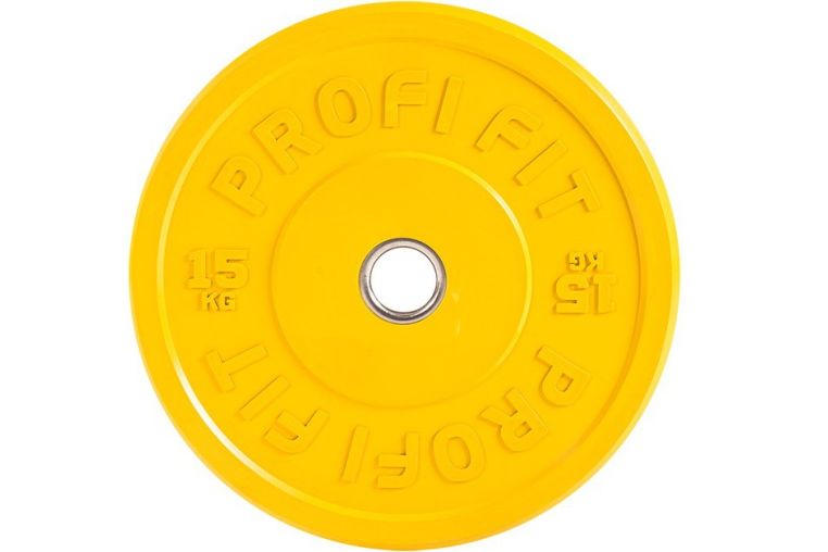 Диск для штанги Profi-Fit каучуковый, цветной, d-51 15кг фото 1