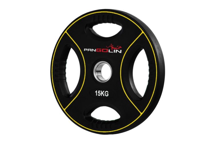 Диск олимпийский d51мм Pangolin X-Line WP012PU 15кг черный с желтыми полосами 