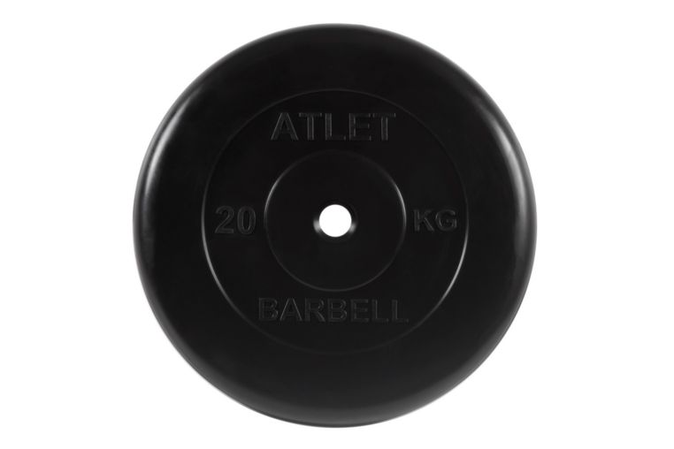 Диск обрезиненный d31мм MB Barbell Atlet 20кг черный MB-AtletB31-20 