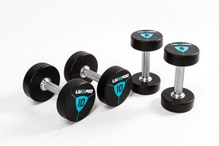 Гантели в уретане 40 кг Live Pro Premium Urethane Dumbbells LP8000-40 фото 1