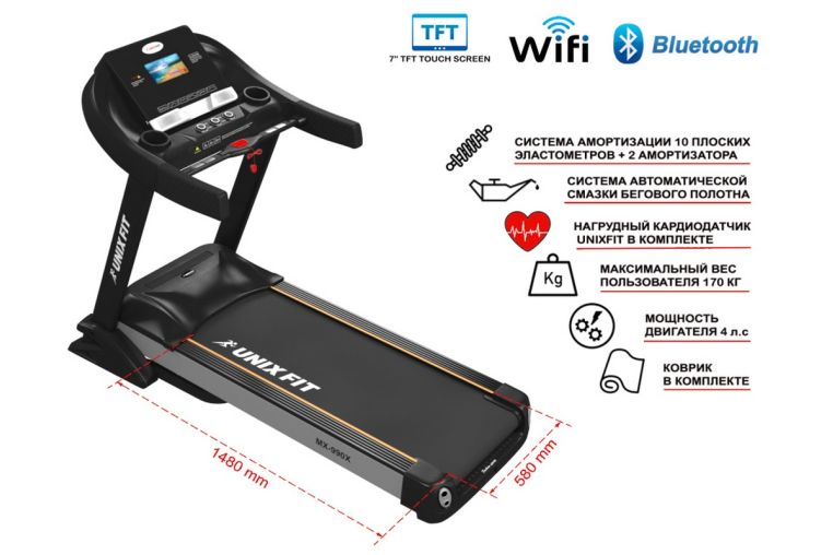 Беговая дорожка UnixFit MX-990X + кардиодатчик фото 9
