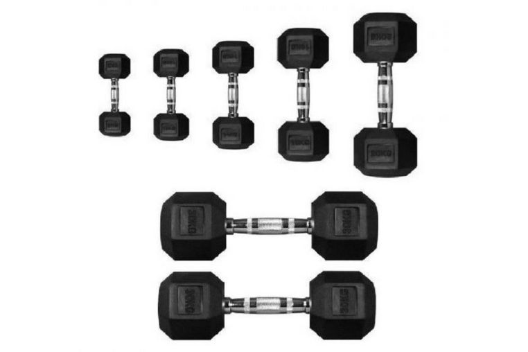 Гантель 17,5кг Perform Better Rubber Encased Hex Dumbbells PB\4137-17,5\BK-17-00 
