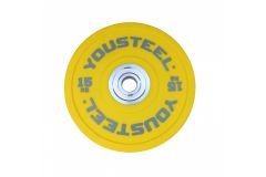 Диск PU 15кг YouSteel бампированный, полиуретановый, желтый