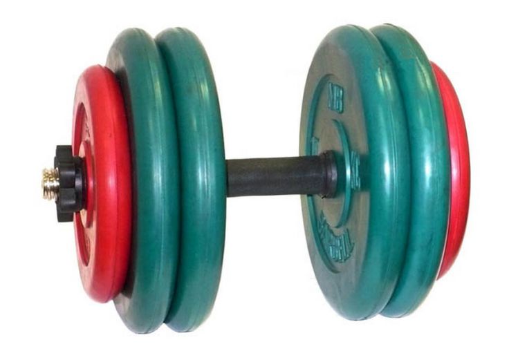 Гантель разборная MB Barbell Диски обрезиненные цветные 52 кг 