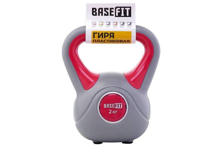Гиря пластиковая 2 кг BaseFit DB-503 серый\розовый фото 1