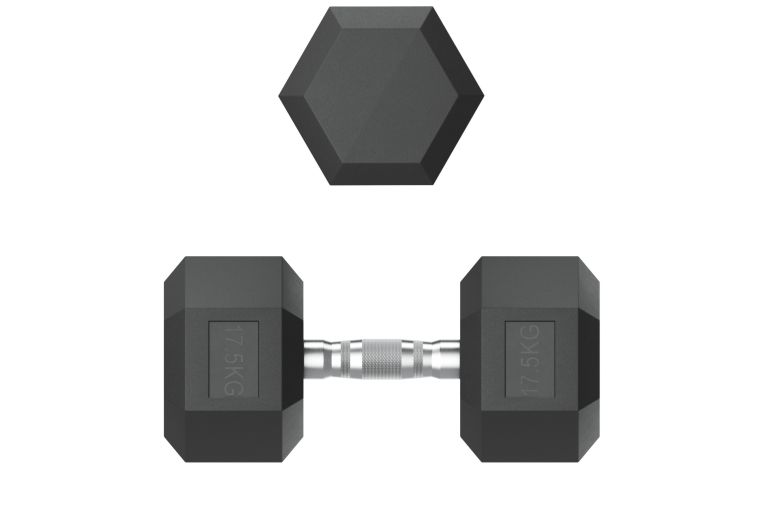 Гантель гексагональная 17,5 кг обрезиненная UnixFit DBHEX17_5 фото 7