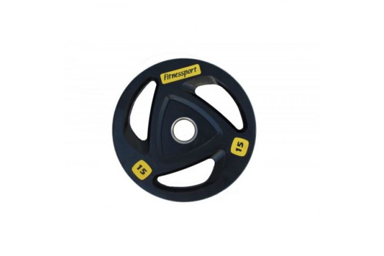 Диск олимпийский обрезиненный (Fitnessport), черный 15кг. 