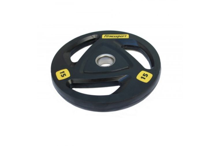 Диск олимпийский обрезиненный (Fitnessport), черный 15кг. фото 1