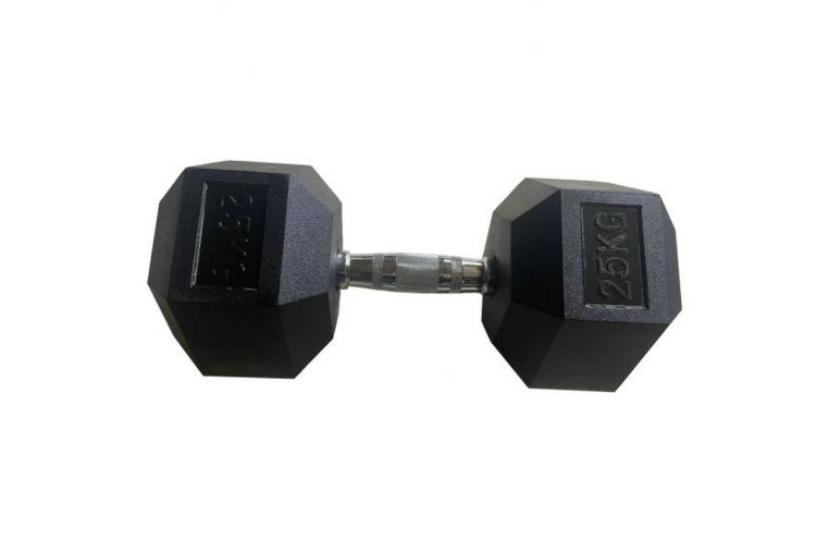 Обрезиненная гексагональная гантель 25кг Inex Hex Dumbbell TF-D2017-25 черный 