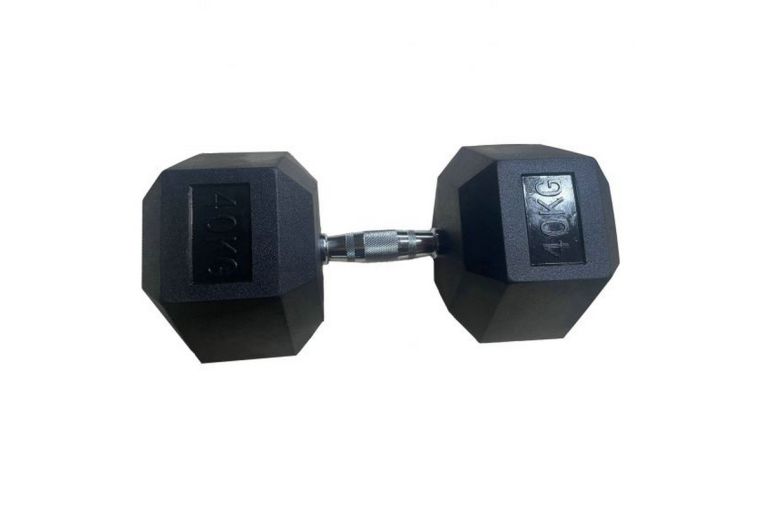 Обрезиненная гексагональная гантель 40кг Inex Hex Dumbbell TF-D2017-40 черный 