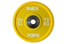 Олимпийский диск в уретане 15кг Inex PU Bumper Plate TF-P2100-15 желтый\белый