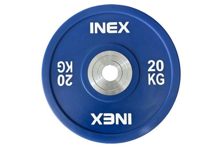Олимпийский диск в уретане 20кг Inex PU Bumper Plate TF-P2100-20 синий\белый 