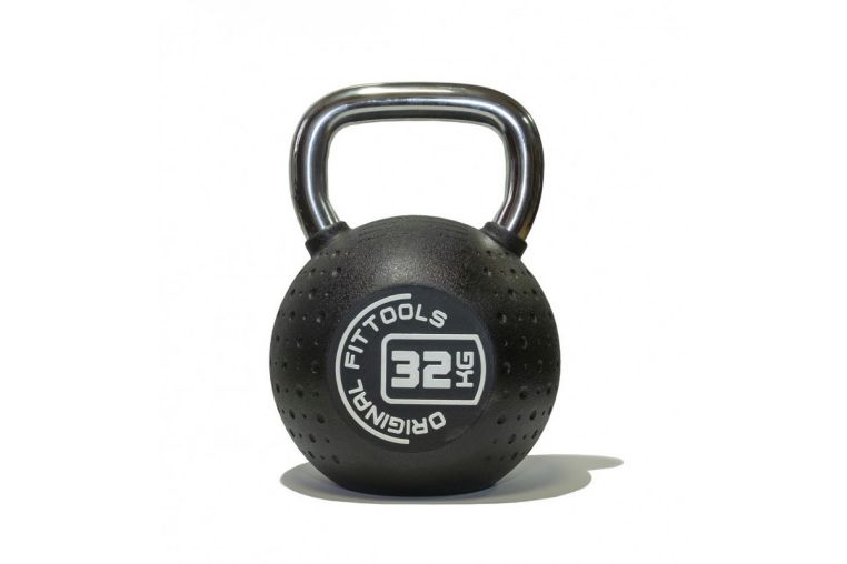 Гиря 32 кг Original Fit.Tools FT-KB-CPU-32 с хромированной ручкой, полиуретановая 