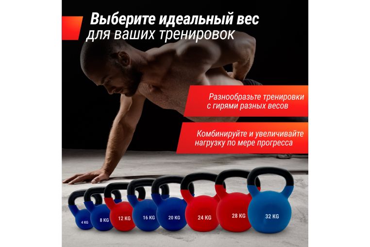 Гиря виниловая 20 кг UnixFit KBVIN20BL Blue фото 6