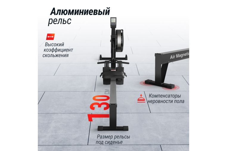 Гребной тренажер UnixFit PRO Air Magnetic Rower-X Black RMAMRXB фото 17