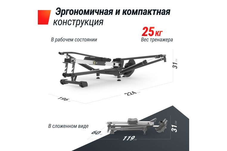 Гребной тренажер гидравлический UnixFit 320G фото 16