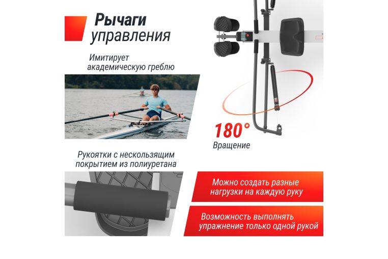 Гребной тренажер гидравлический UnixFit 320G фото 20