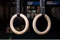 Кольца гимнастические YouSteel деревянные, D32мм (комплект) черные стропы