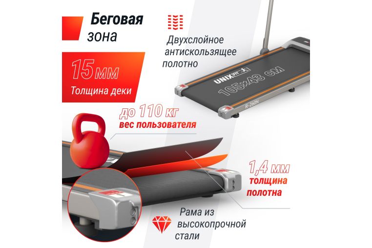 Беговая дорожка UnixFit R-260N фото 17