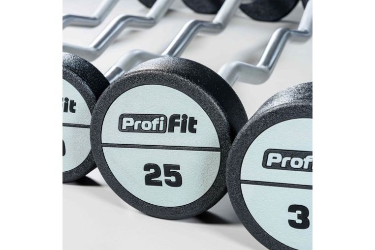 Набор изогнутых полиуретановых штанг LEVEL 10-30кг (шаг 5 кг, 5 шт) Profi-Fit фото 8