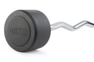 Штанга неразборная обрезиненная 40 кг. Изогнутый гриф. VictoryFit VF-DX5400