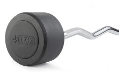 Штанга неразборная обрезиненная 40 кг. Изогнутый гриф. VictoryFit VF-DX5400