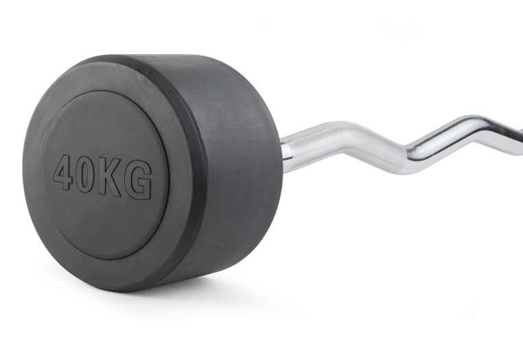 Штанга неразборная обрезиненная 40 кг. Изогнутый гриф. VictoryFit VF-DX5400 