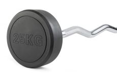 Штанга неразборная обрезиненная 25 кг. Изогнутый гриф. VictoryFit VF-DX5250