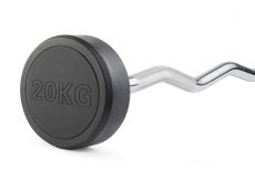 Штанга неразборная обрезиненная 20 кг. Изогнутый гриф. VictoryFit VF-DX5200