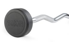 Штанга неразборная обрезиненная 10 кг. Изогнутый гриф. VictoryFit VF-DX5100